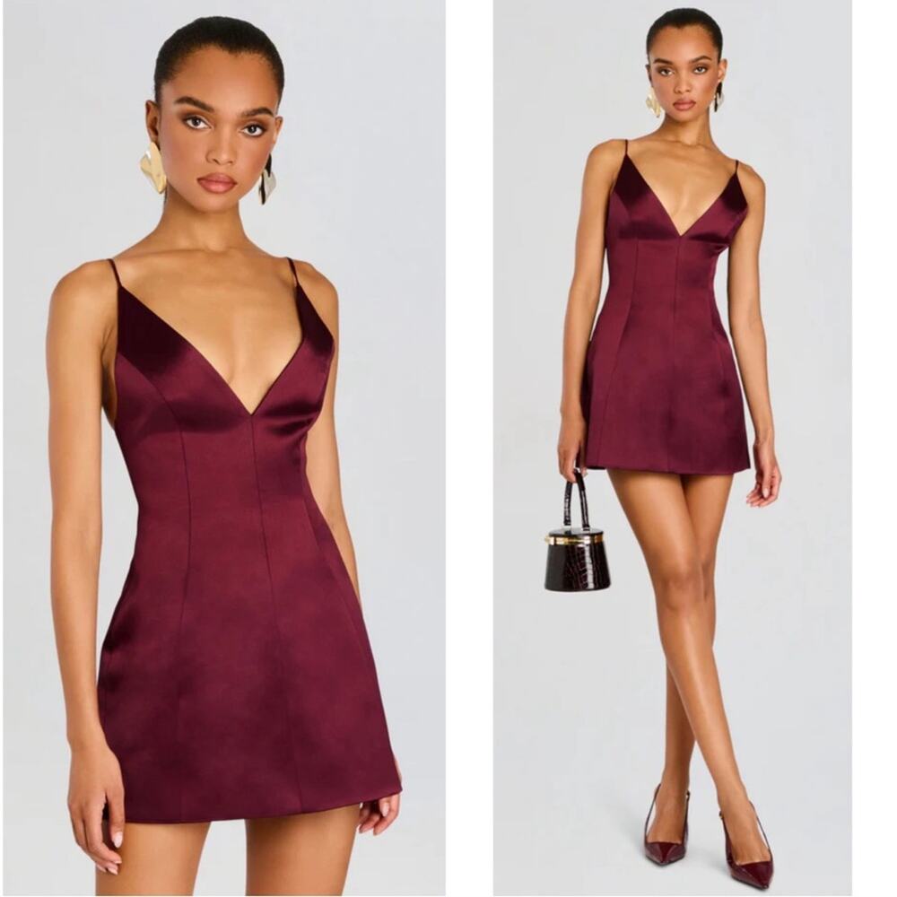 RETROFETE Giavanna Satin Port Red Mini Dress Size XXL
